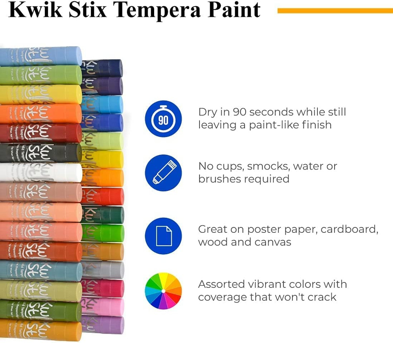 The Pencil Grip Kwik Stix Tempera Paint Stick Set, Global Skin Tone Colors,  Pack Of 14 Sticks