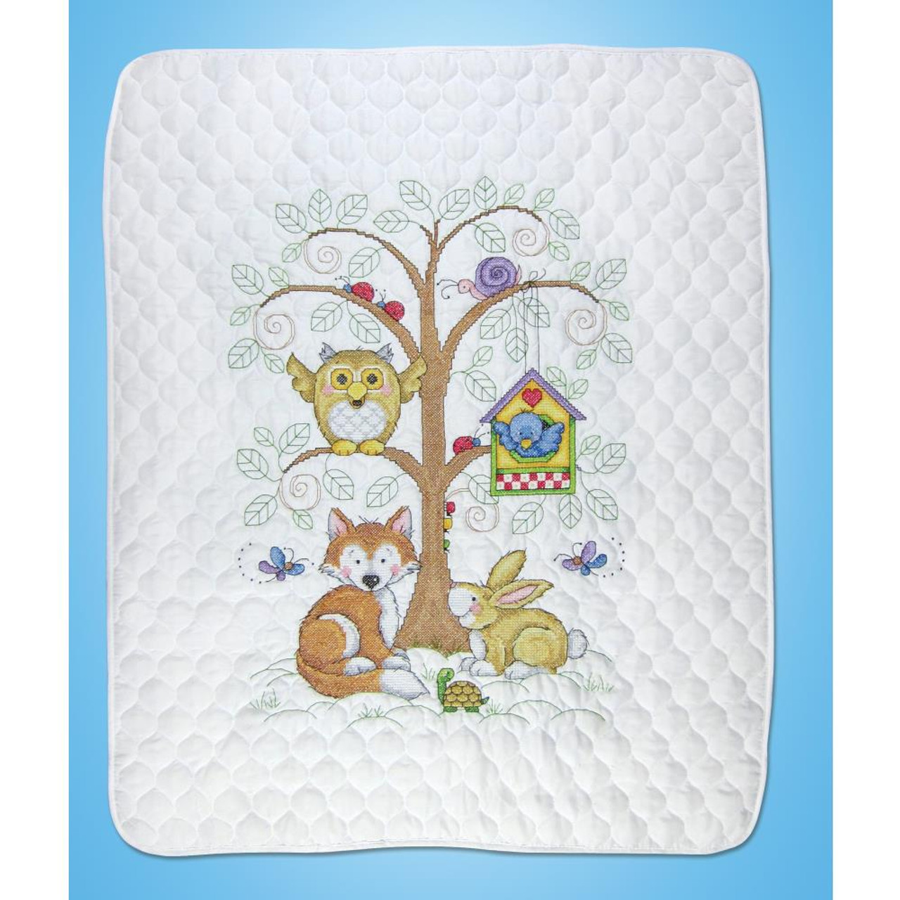 Dimensions Stamped Cross Stitch Baby Animals DIY Baby Quilt Kit, 34'' x 43