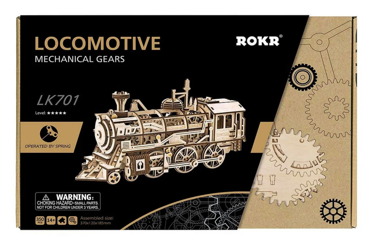 Rokr Locomotive Steam Train Mechanical Gears LK701 3D Wooden Puzzle NEW  SEALED