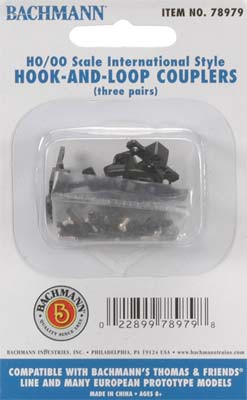 78979 HO TTT Hook & Loop Couplers/3pr