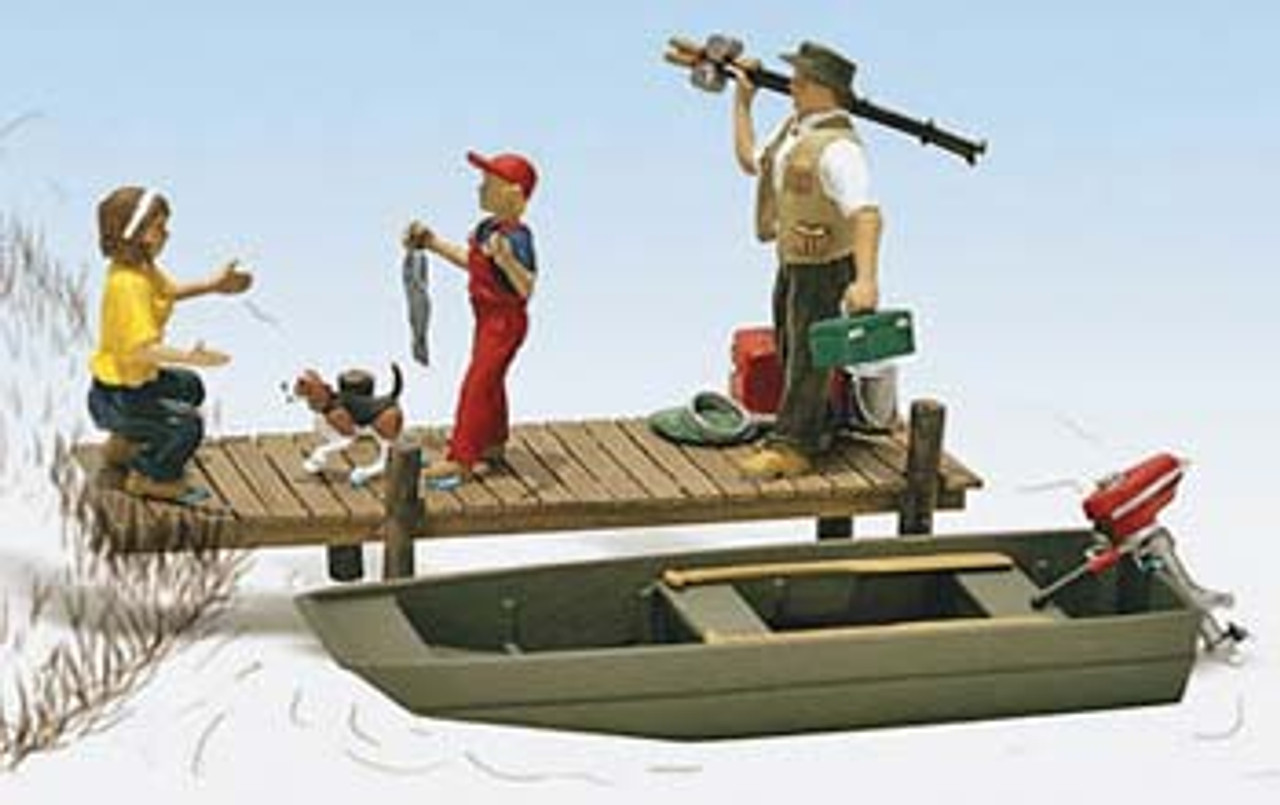 WOODLAND SCENICS - O Scale Family Fishing Miniature Figures Set