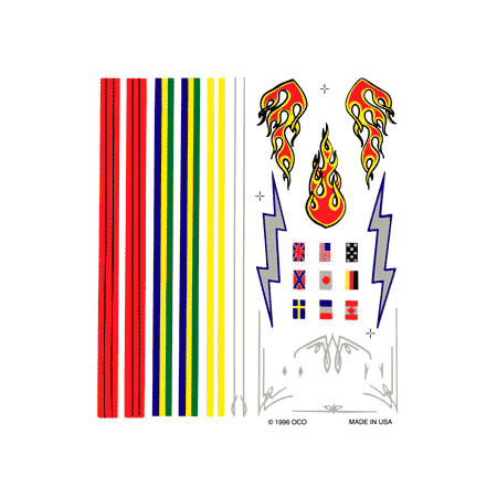 PINECAR - Dry Transfer - Stripes & Flames' for Pinecar / Pinewood Derby Cars (P307)