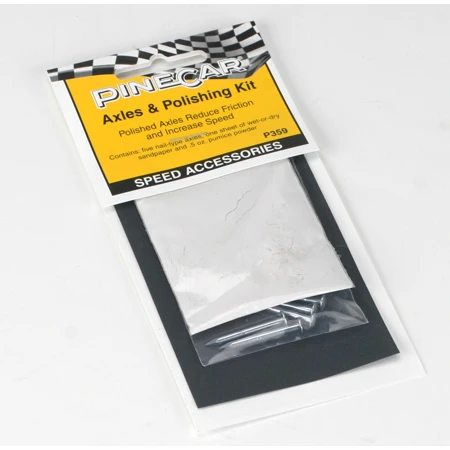 PINECAR - Axles & Polishing Kit' for Pinecar / Pinewood Derby Cars (P359)