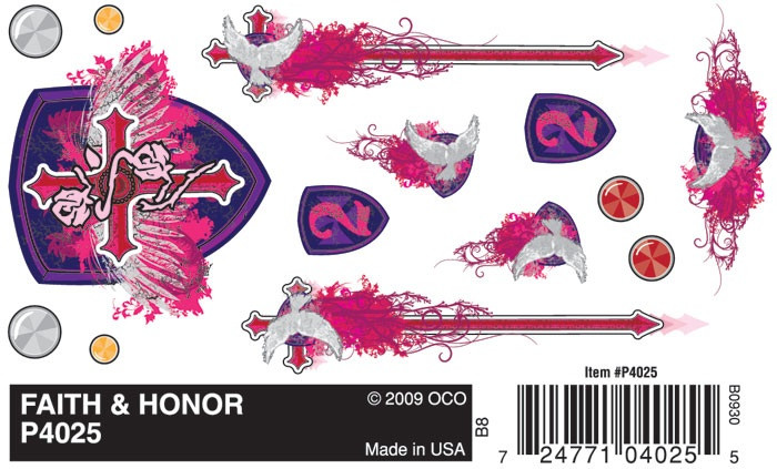 PINECAR - Faith and Honor - Dry Transfer Decal' for Pinecar / Pinewood Derby Cars (P4025)