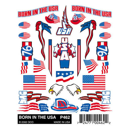 PINECAR - Stick-On Decal - Born in USA' for Pinecar / Pinewood Derby Cars (P462)