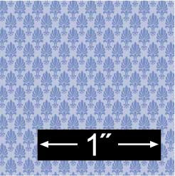 BRODNAX PRINTS - Half Scale (1/2" Scale) Dollhouse Miniature - Wallpaper: Brocade Blue - PACK OF 3 SHEETS (BPHFL504B)