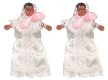 AZTEC - 1 Inch Scale Dollhouse Miniature Doll(s) - 2 Piece African American Victorian Babies (AZ00052)