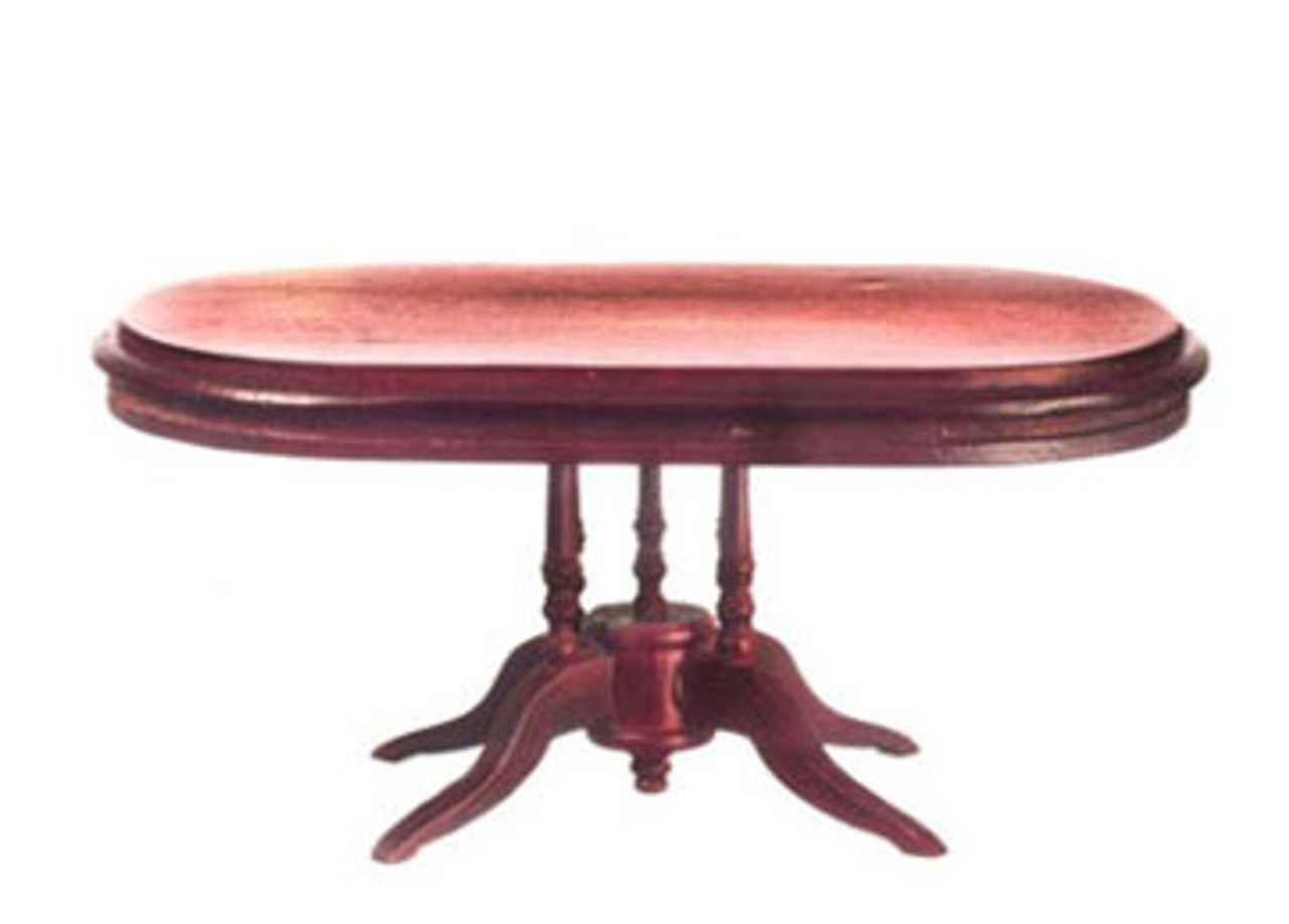 dollhouse miniature kitchen dining room table oval in mahogany d0050