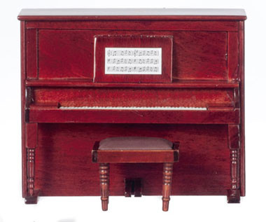 AZTEC - 1 Inch Scale Dollhouse Miniature Furniture - Mahogany Piano With Bench (AZD7081)