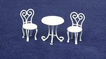 AZTEC - Half Scale (1/2" Scale) Dollhouse Miniature - White Wire Ice Cream Parlor 3 Piece Set (AZEIWF444)