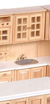 AZTEC - 1 Inch Scale Dollhouse Miniature Furniture - Cabinet With Sink Oak (AZT4743)