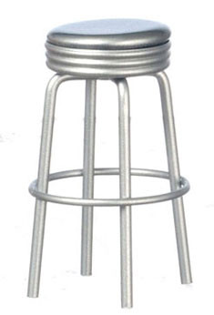 AZTEC - 1 Inch Scale Dollhouse Miniature Dining Room Furniture - 1950s Style Silver Stool (AZT5923)