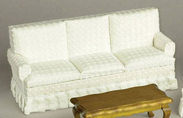 AZTEC - 1 Inch Scale Dollhouse Miniature Living Room Furniture - Sofa White And Walnut (AZT6666)