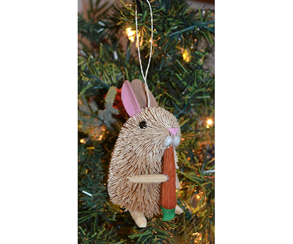 Rabbit with Carrot Brushart Ornament - Thumbnail 3