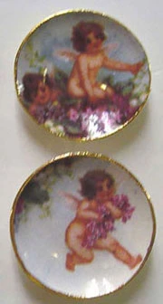 BY BARB - 1" Scale Dollhouse Miniature - Cherub Plates 2Pcs. (CDD106)