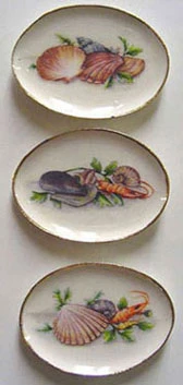 BY BARB - 1" Scale Dollhouse Miniature - Seafood & Shell Tray 3Pcs. (CDD176)