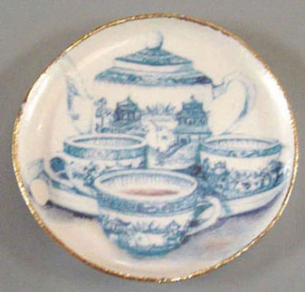 BY BARB - 1" Scale Dollhouse Miniature - Blue Delf Tea Set Platter (CDD316)
