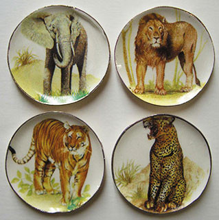 BY BARB - 1" Scale Dollhouse Miniature - Elephant, Tiger, Lion, Leopard (CDD440)