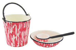 CARRUDUS - 1 Inch Scale Dollhouse Miniature - Pail Dipper Basin Flowered Red (CAR0864)