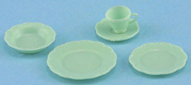 CHRYSNBON - 1 Inch Scale Dollhouse Miniature - Place Setting 5 pcs Jade (CB132J)