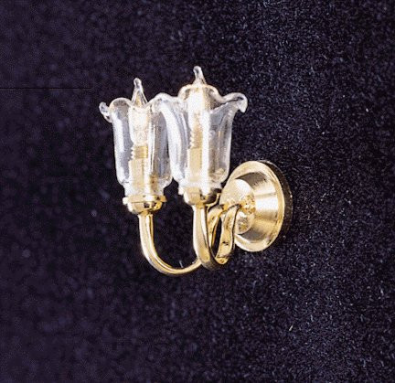 CIR-KIT - 1 Inch Scale Dollhouse Miniature DUAL CLEAR TULIP WALL SCONCE GOLD (4002)