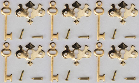 CLASSICS - Dollhouse Furniture Chippendale Key Plate with Key and Nails 1" Scale Dollhouse Miniature CLA05683