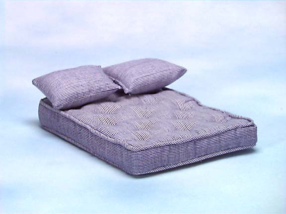CLASSICS - 1 Inch Scale Dollhouse Miniature MATTRESS With PILLOWS BLUE (99500)