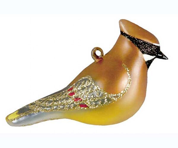 Cobane Studio Cedar Waxwing Glass Ornament