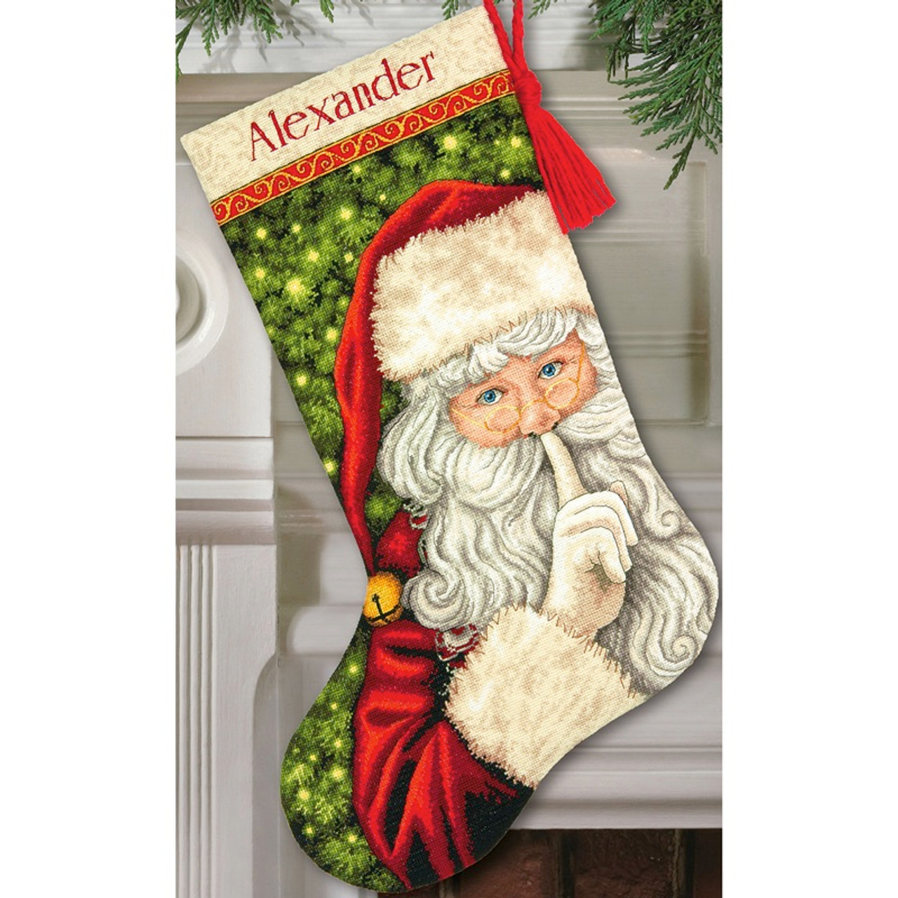 Santa & Snowman Stocking Counted Cross-Stitch Kit, 16 