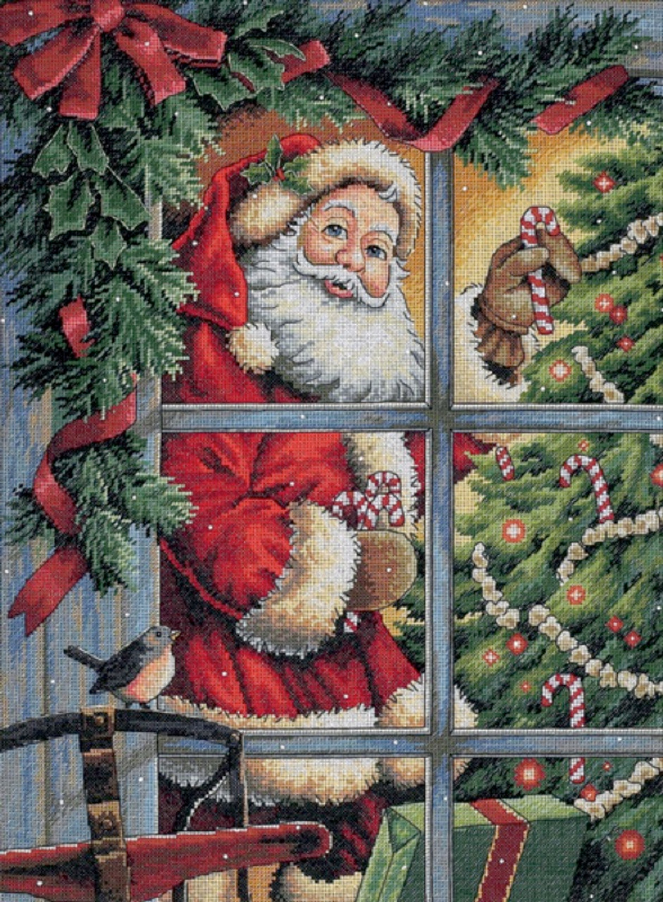 Rare Christmas Window View Cross Stitch Stocking Kit Donna Race Santa Claus