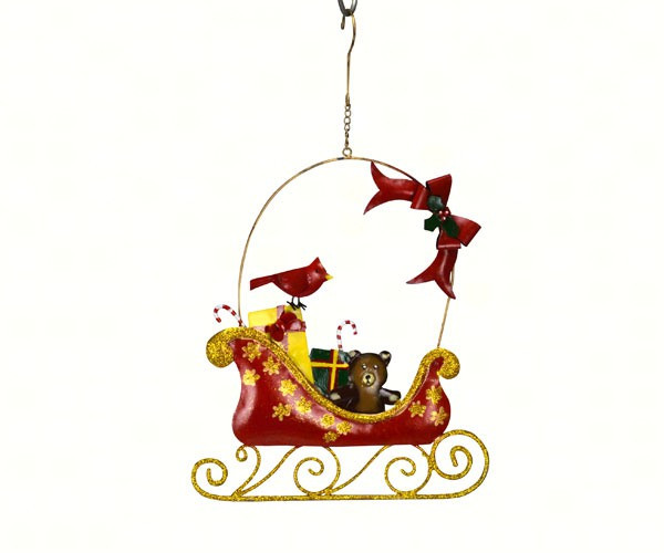 Gift Essentials Cardinal & Bow Sleigh Wall Decor - Thumbnail 2