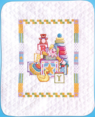 Janlynn Stamped Quilt Cross Stitch Kit 34X43 - Baby Deer-Stitched in Floss