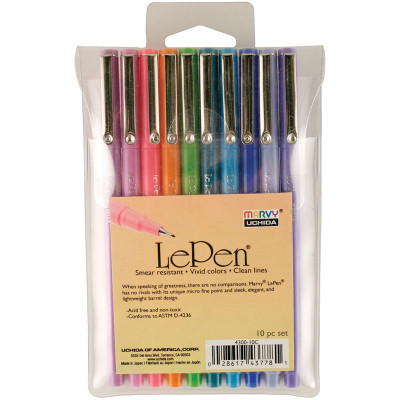 Marvy Uchida LePen Assorted Bright Set, 0.3mm, 4 Pieces