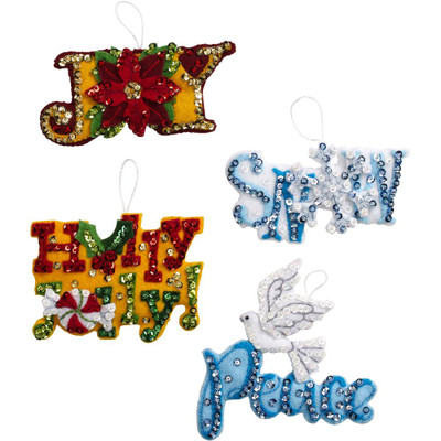 Bucilla Felt Ornaments Applique Kit Set of 4 - Dangling Leg Friends