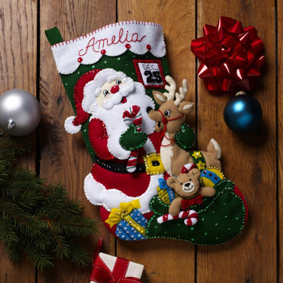 Bucilla Felt Stocking Applique Kit 18 Long-Classic Christmas