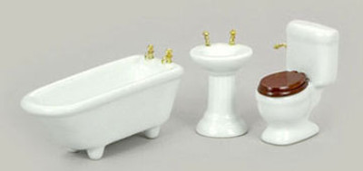 Dollhouse Chrysnbon Bathroom KIT Victorian Style Plastic 1:12 Scale  Miniature Bathtub Toilet Sink