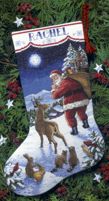 Dimensions Gold Collection Welcome Santa Stocking Counted Cross Stitch (16 Long 14 Count)