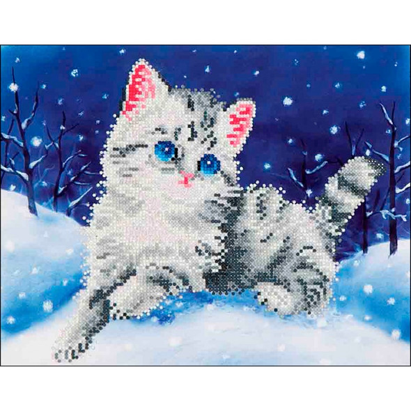 DIAMOND DOTZ - Diamond Embroidery Facet Art Kit 17"X13.75" - Kitten In The Snow (DD5006) 4897073240718