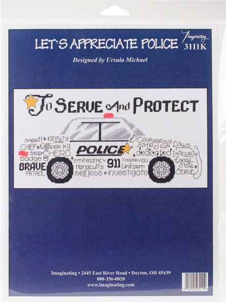IMAGINATING - Let's Appreciate Police Counted Cross Stitch Kit - 12"X6" 14 Count (I3111) 054995031112