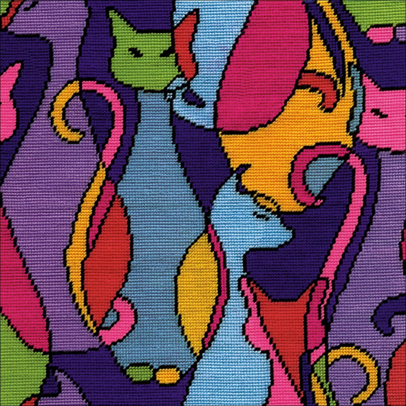 TOBIN - Colorful Cat Needlepoint Kit - 12"X12" Stitched In Yarn (DW2614) 021465026145