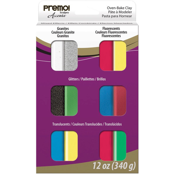 POLYFORM - Premo Sculpey Polymer Clay Multipack 1oz 12/Pkg-Mixed Effects (PEVM-S-12) 715891619230