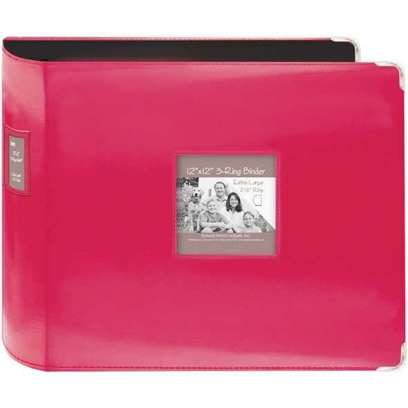 PIONEER - 3-Ring Sewn Leatherette Album 12"X12"-Bright Pink (T12JF-CPK) 023602642645