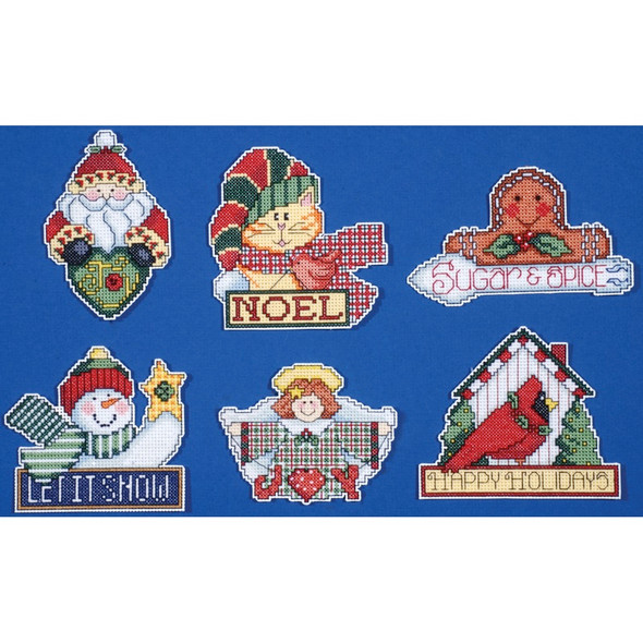 TOBIN - Signs Of Christmas Ornaments Counted Cross Stitch Kit - 3.5"X4" 14 Count Set Of 6 (DW1676) 021465016764