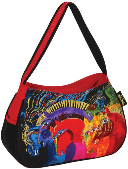 LAUREL BURCH - Medium Hobo Zipper Top 15"X4.5"X9"-Wild Horses Of Fire (LB4843) 651462082198