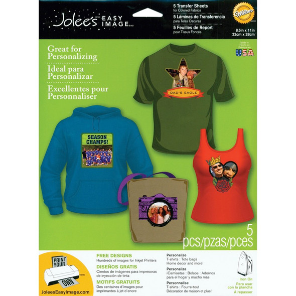 JOLEE'S - Easy Image Transfer Sheets 8.5"X11" 5/Pkg-For Dark Fabrics (56-47008) 015586944006