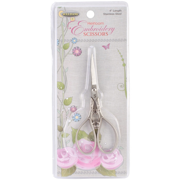 SULLIVANS - Heirloom Embroidery Scissors 4"-Pewter Teardrop Handle (38208) 739301382088