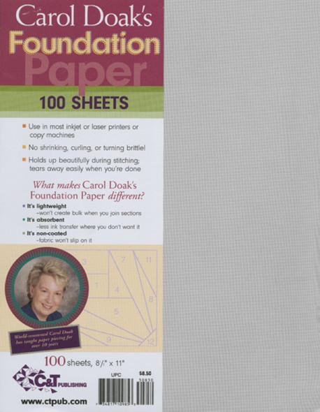 C&T PUBLISHING - Carol Doak's Foundation Paper-8.5"X11" 100/Pkg (10985) 734817109853
