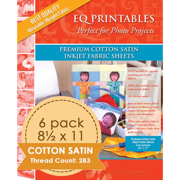 ELECTRIC QUILT - Premium Printable Cotton Satin Fabric 8.5"X11" 6/Pkg - (P-CS811) 657920262843