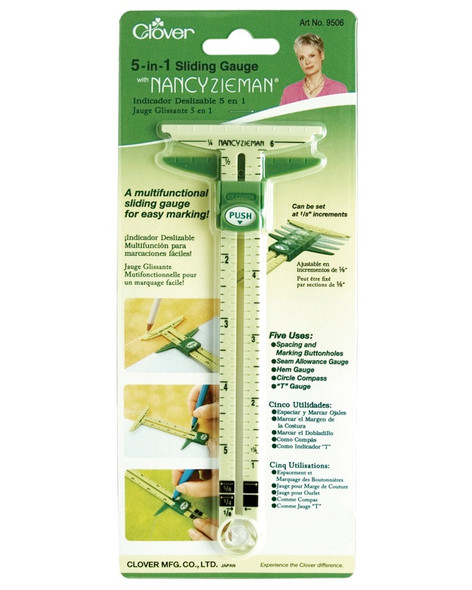 CLOVER - 5-In-1 Sliding Gauge By Nancy Zieman-6" (9506C) 051221530166