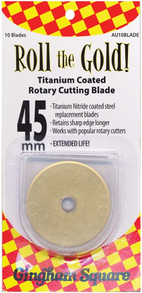 EURO-NOTIONS - Roll The Gold! Titanium Coated Rotary Cutting Blade Refills-45mm 10/Pkg (AU10) 036346121109